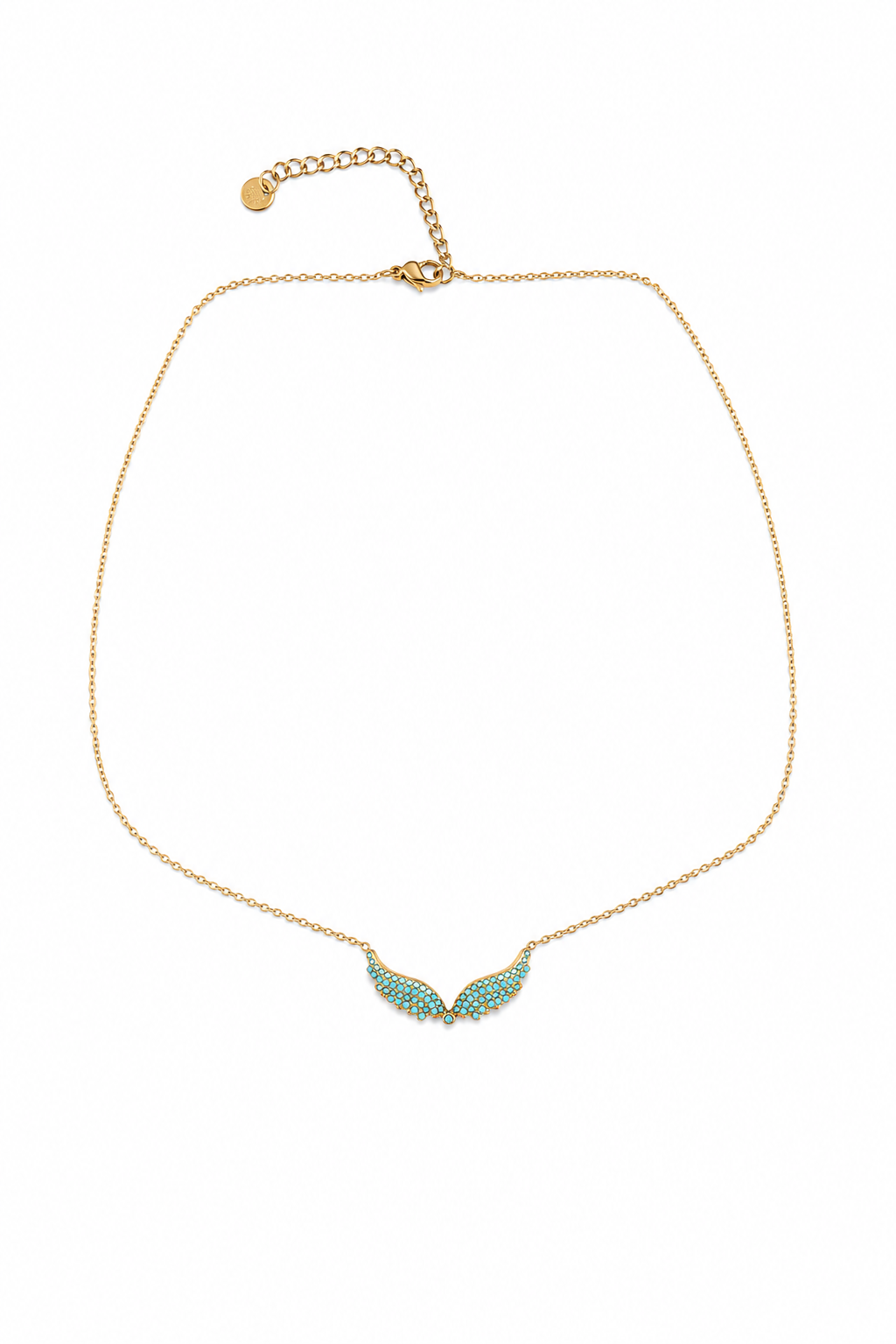 Alcyone Wings Small Necklace με τυρκουάζ ζιργκόν σε χρυσό ή ασημί ατσάλι από τη So Cute by Dimi.