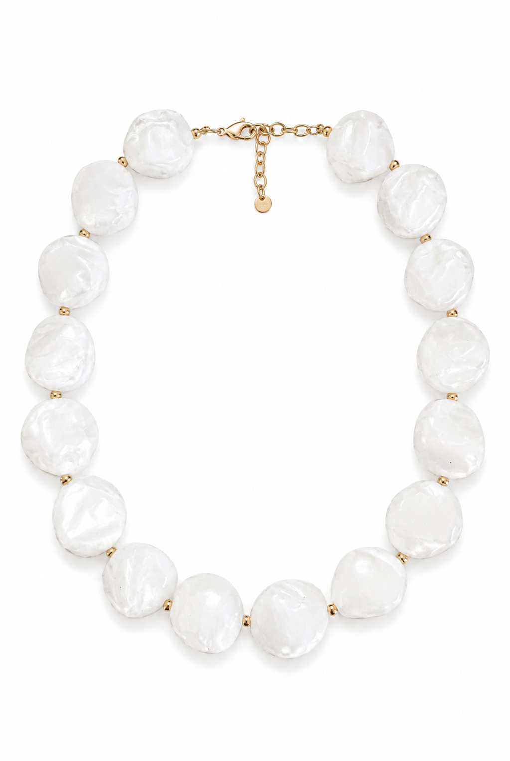 So Cute By Dimi Azure Pebble Necklace με chunky λευκές χάντρες 25mm και χρυσό ατσάλινο κούμπωμα, καλοκαιρινό statement κολιέ