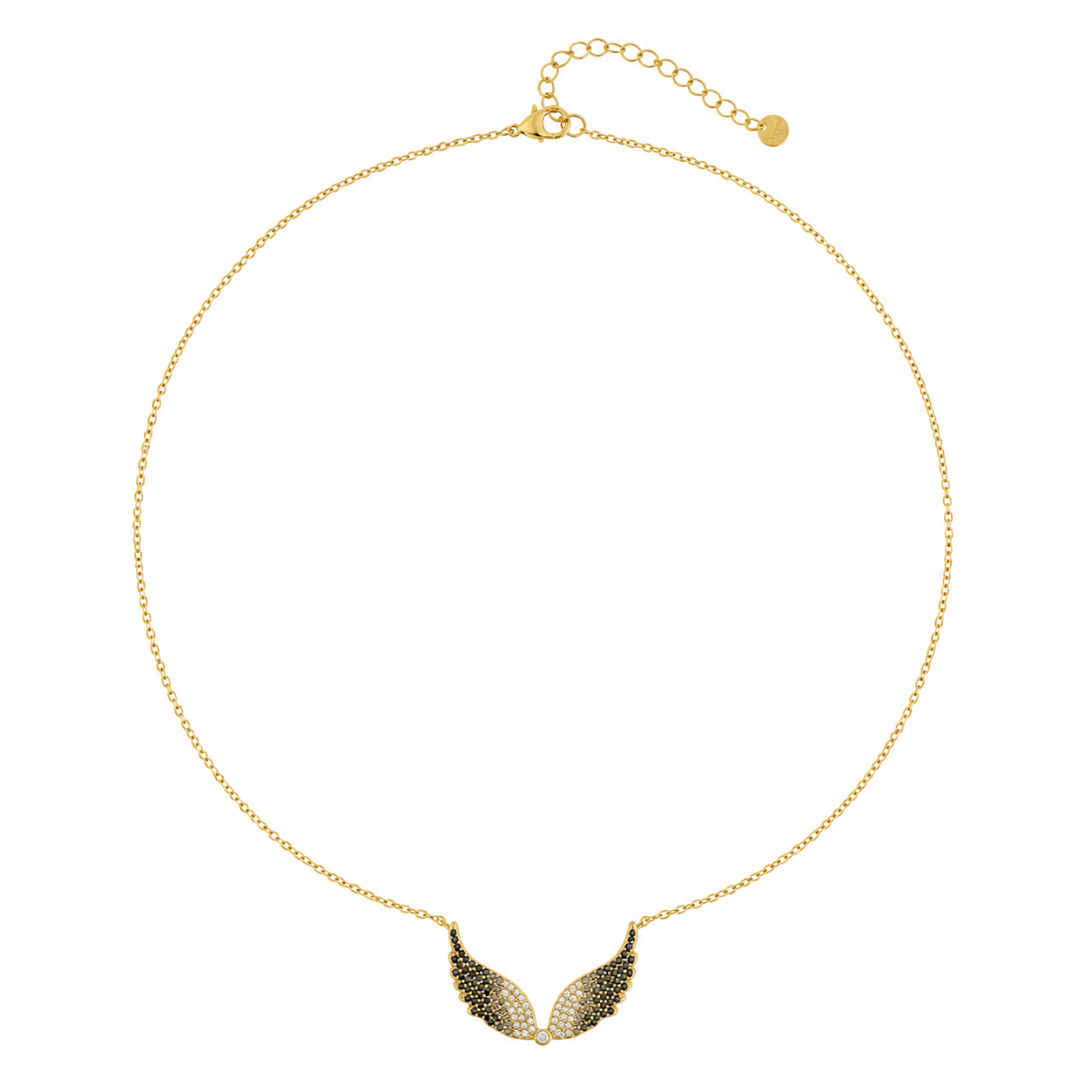 Alis Necklace ατσάλινο κολιέ με φτερά αγγέλου και τρίχρωμα ζιργκόν σε χρυσό χρώμα