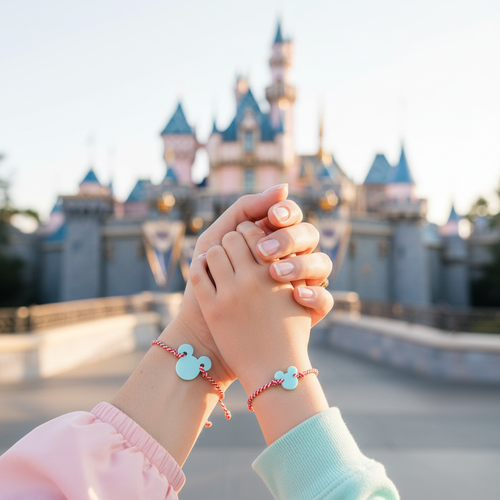 Σετ 2 χειροποίητα βραχιόλια Μάρτης Mickey από πλεξιγκλάς με ριγέ κόκκινο κορδόνι – So Cute by Dimi
