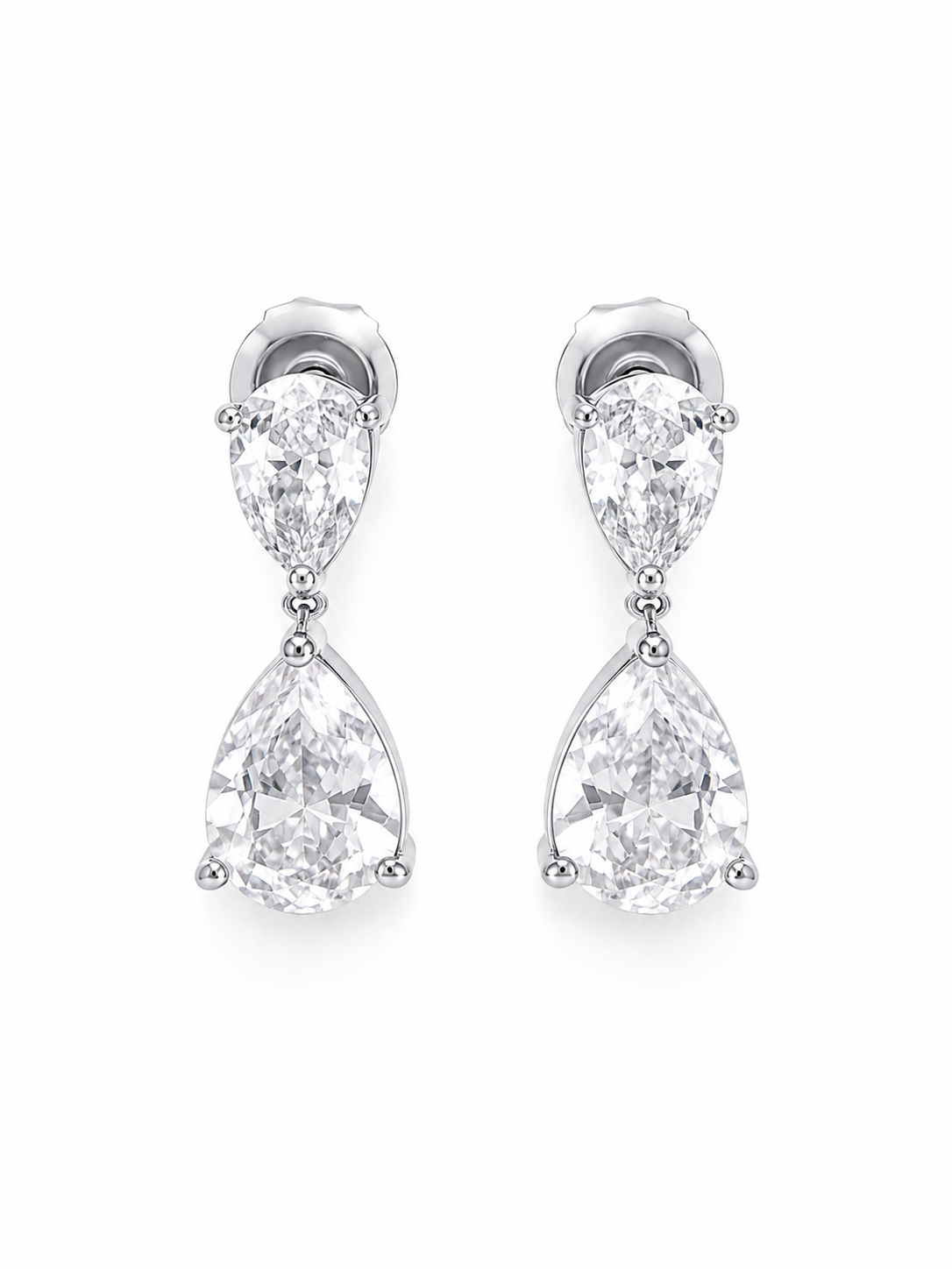 Noor Earrings ατσάλινα σκουλαρίκια με ζιργκόν σταγόνα σε ασημί χρώμα | So Cute by Dimi