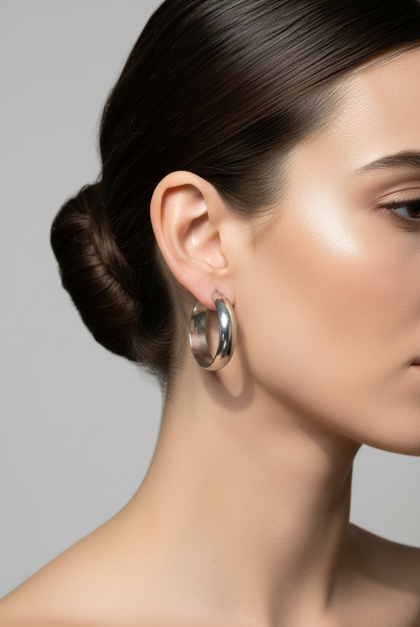 Essential Glow Hoops ατσάλινα σκουλαρίκια κρίκοι 4 cm σε χρυσό και ασημί φινίρισμα So Cute by Dimi