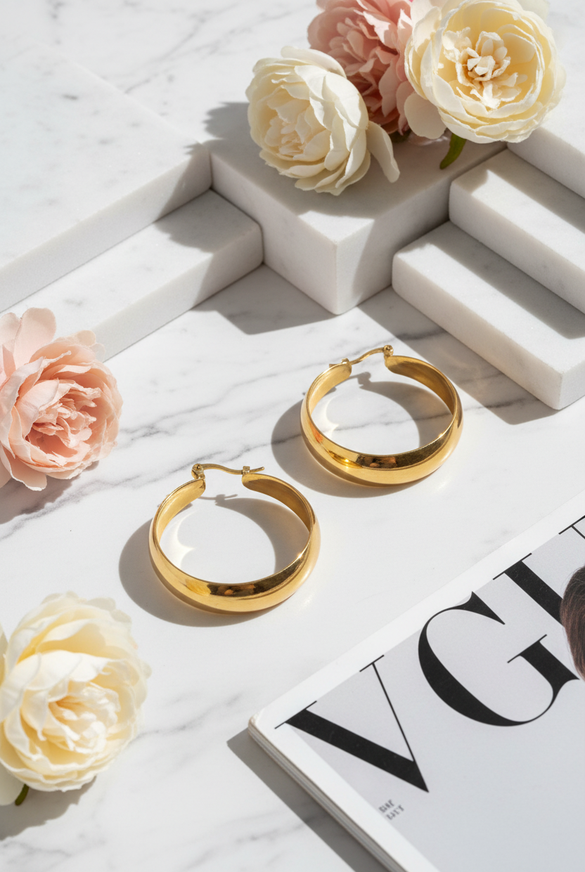 Essential Glow Hoops ατσάλινα σκουλαρίκια κρίκοι 4 cm σε χρυσό και ασημί φινίρισμα So Cute by Dimi