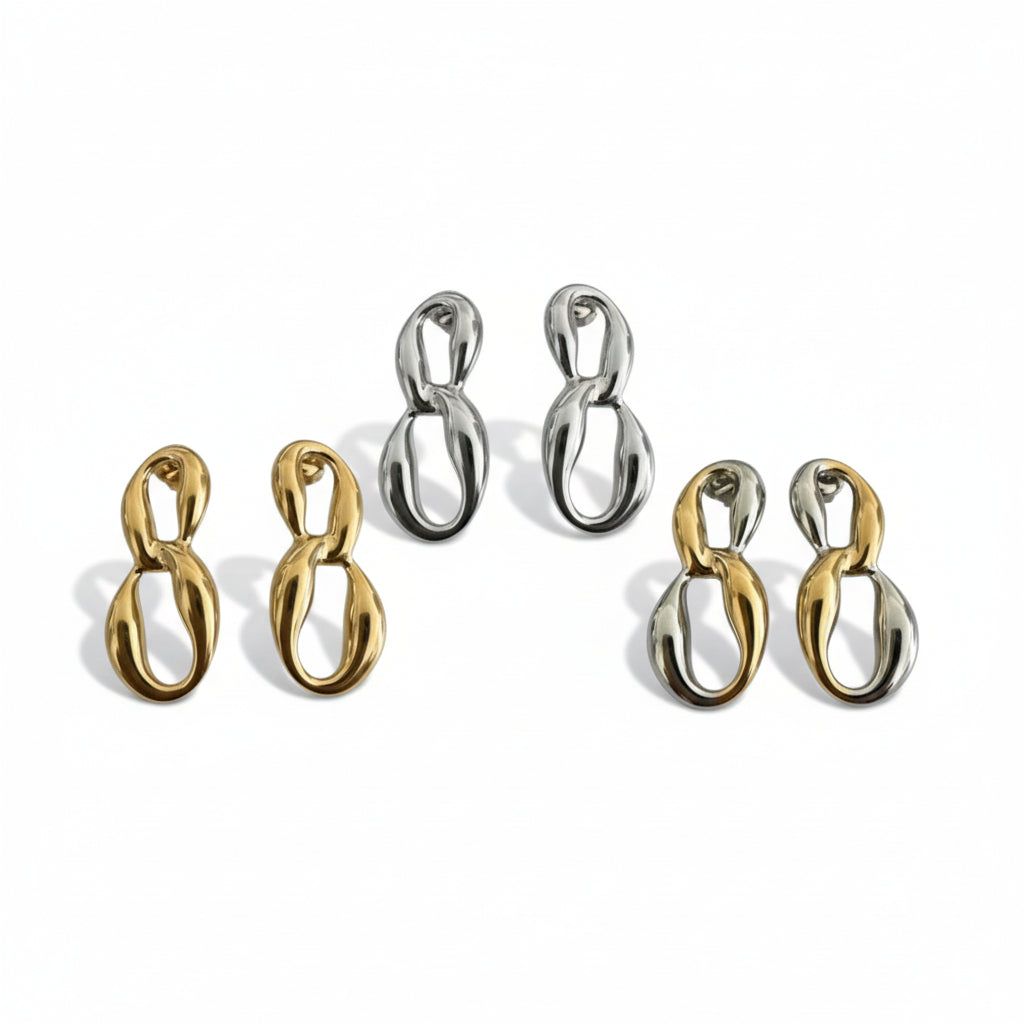 Modern Loop Drops ατσάλινα σκουλαρίκια 3 εκ με καμπύλο design So Cute by Dimi