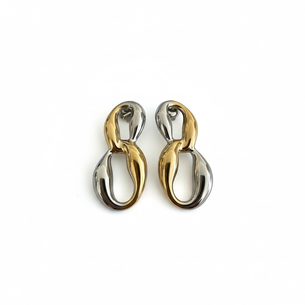 Modern Loop Drops ατσάλινα σκουλαρίκια 3 εκ με καμπύλο design So Cute by Dimi
