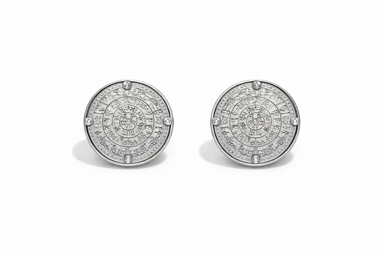 Ατσάλινα καρφωτά σκουλαρίκια coin 1,2 εκ. με στρας σε χρυσό, ασημί και δίχρωμο – So Cute by Dimi