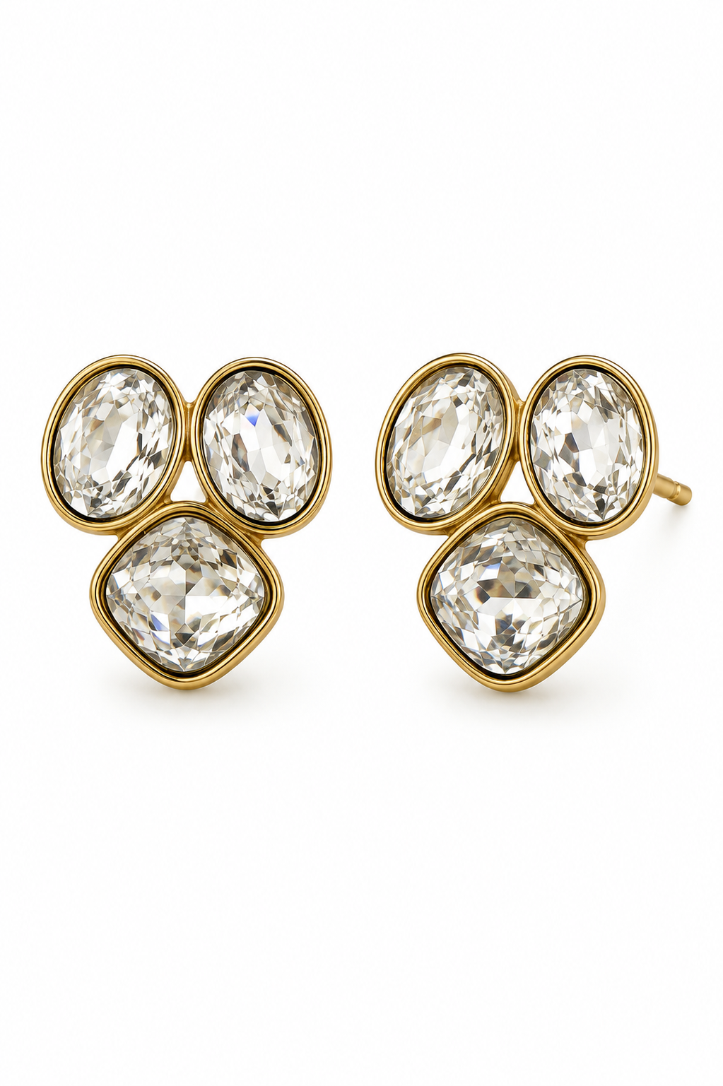 Sugar Gem Earrings χρυσά ατσάλινα σκουλαρίκια με πολύχρωμα κρύσταλλα από τη So Cute by Dimi