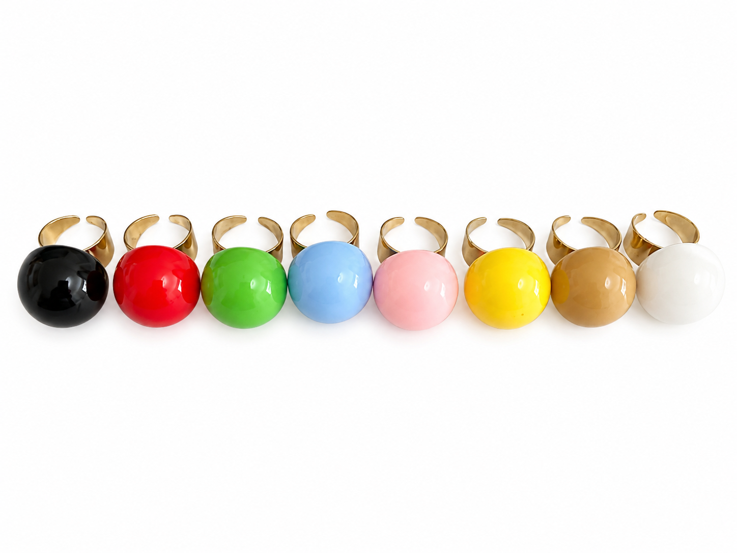 Bubble Pop ατσάλινο statement δαχτυλίδι με glossy σμάλτο σε πολλες αποχρώσεις, λήψη σε λευκό φοντο