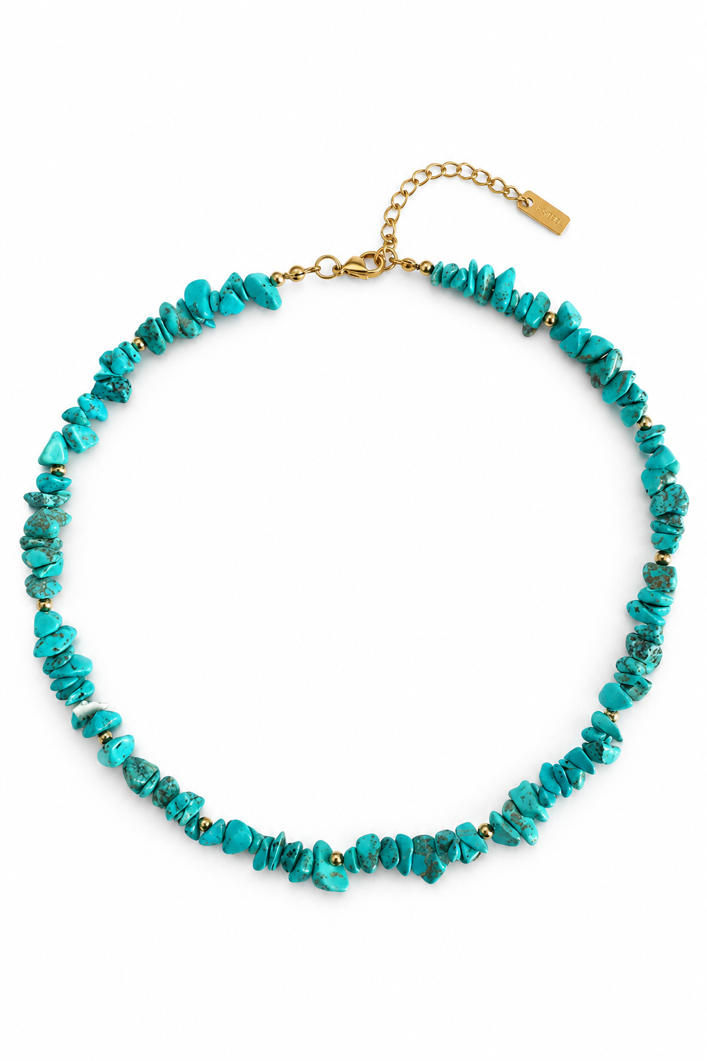 Aella Chips Necklace από φυσικές πέτρες chips και ανοξείδωτο ατσάλι σε τυρκουάζ χρώμα | So Cute by Dimi