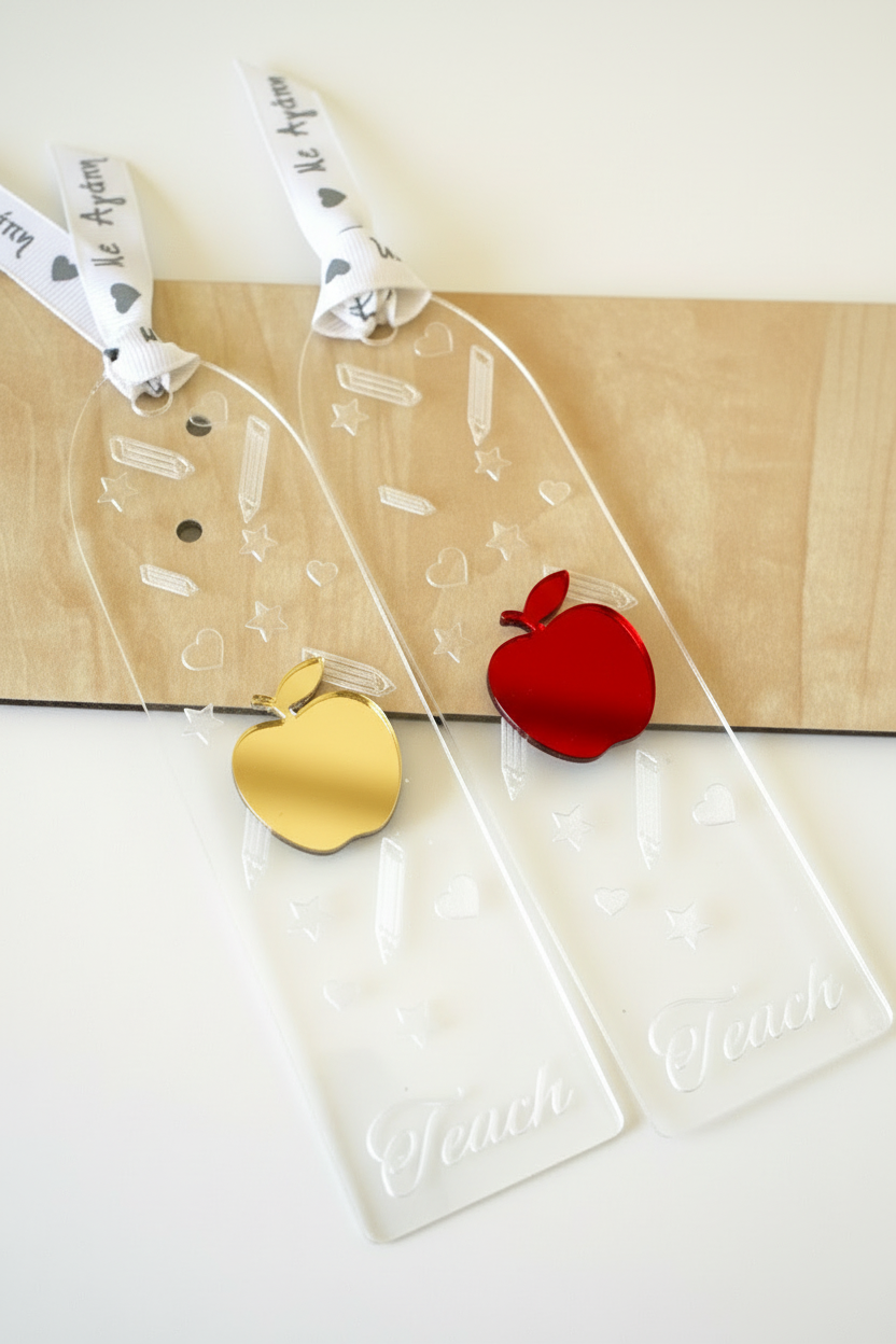 σελιδοδεικτης δωρο για δασκαλα plexiglass teach μηλο καθρεφτης