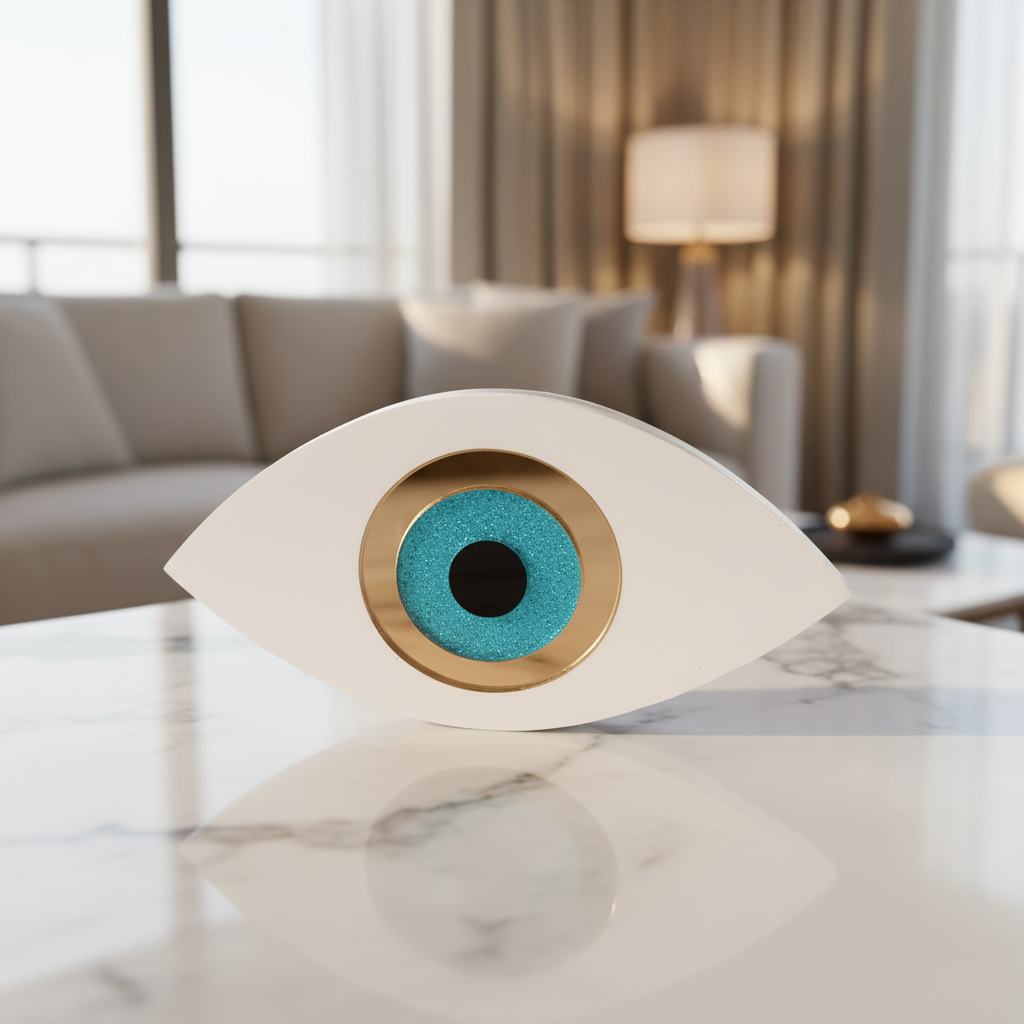 Eye Glow ακρυλικό διακοσμητικό μάτι με γκλίτερ και χρυσό καθρέφτη So Cute by Dimi
