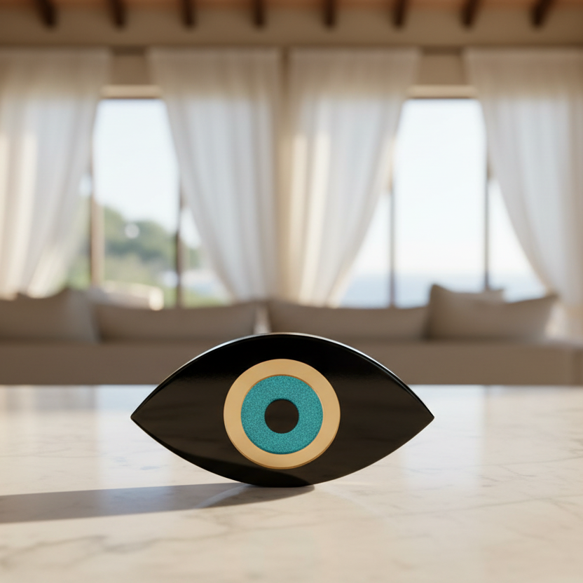 Eye Glow ακρυλικό διακοσμητικό μάτι με γκλίτερ και χρυσό καθρέφτη So Cute by Dimi