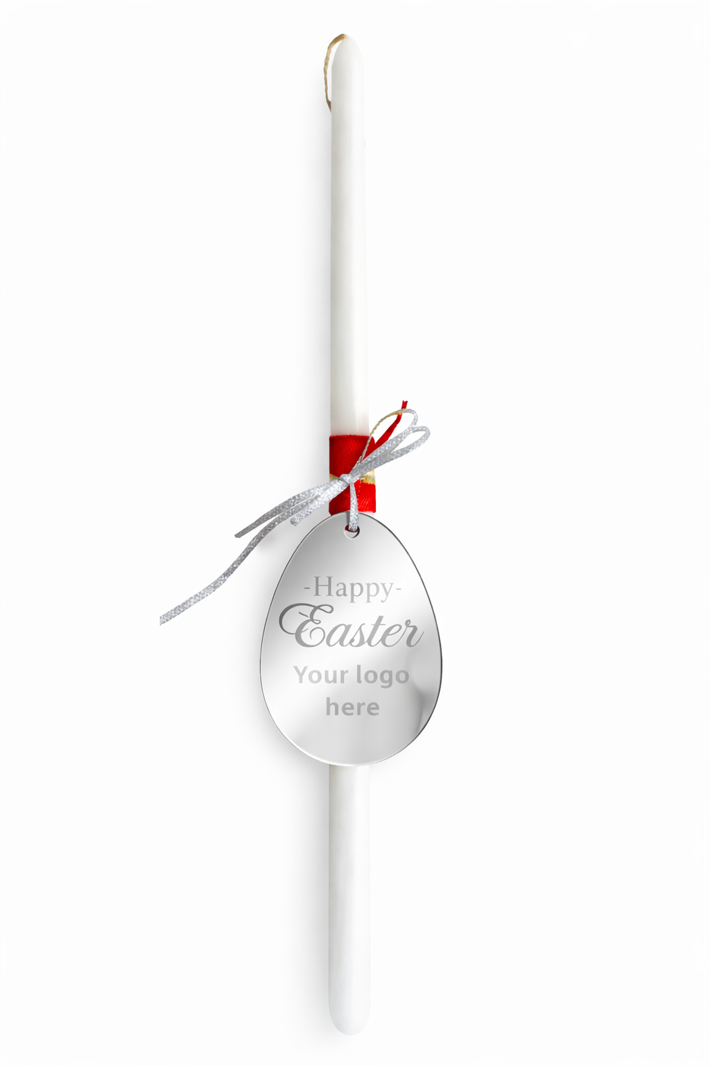 Χειροποίητη εταιρική λαμπάδα με mirror πλεξιγκλάς αυγό και χάραξη Happy Easter με λογότυπο εταιρείας – So Cute by Dimi 4-506-0507