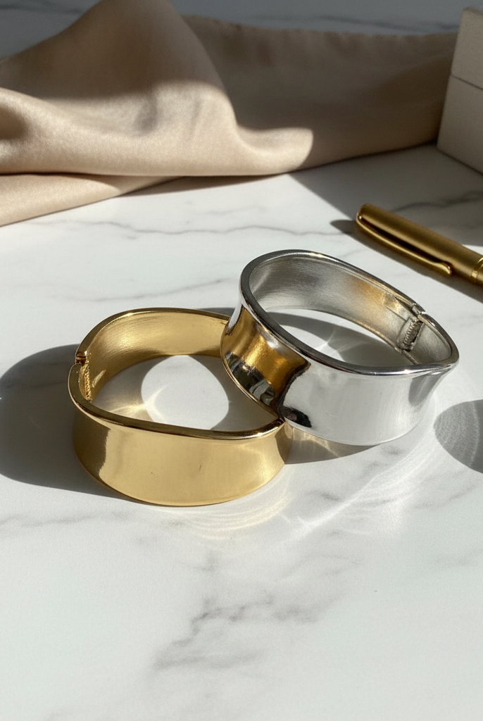 Copper bangle με κυματιστή φόρμα σε χρυσό και ασημί – So Cute by Dimi