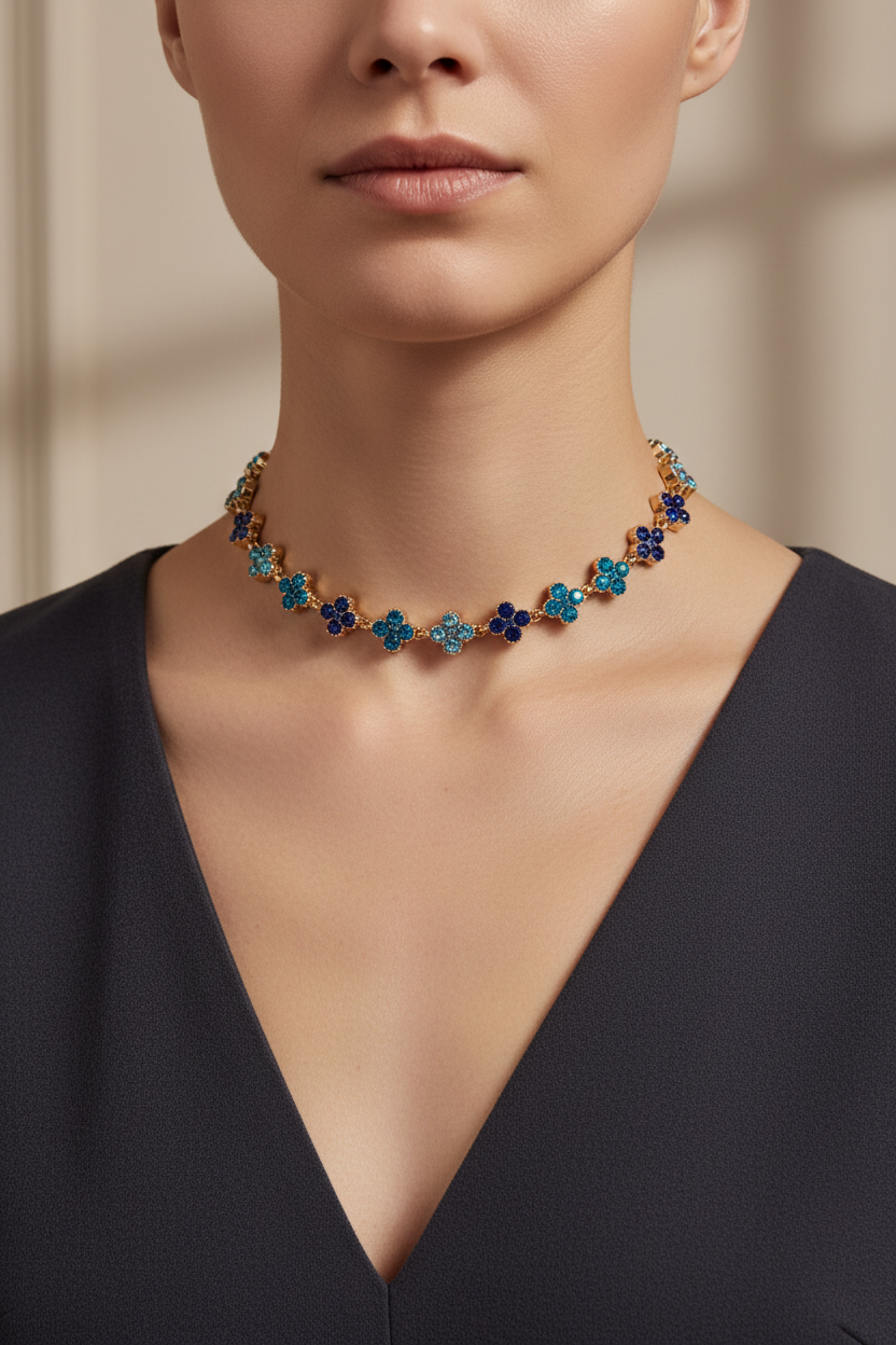 Crystal Cross Choker – Κολιέ Τσόκερ με Σταυρούς Ζιργκόν - So Cute by Dimi