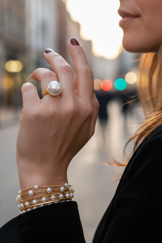 Pearl Dome Ring – Ατσάλινο Δαχτυλίδι με Μεγάλη Πέρλα | So Cute by Dimi