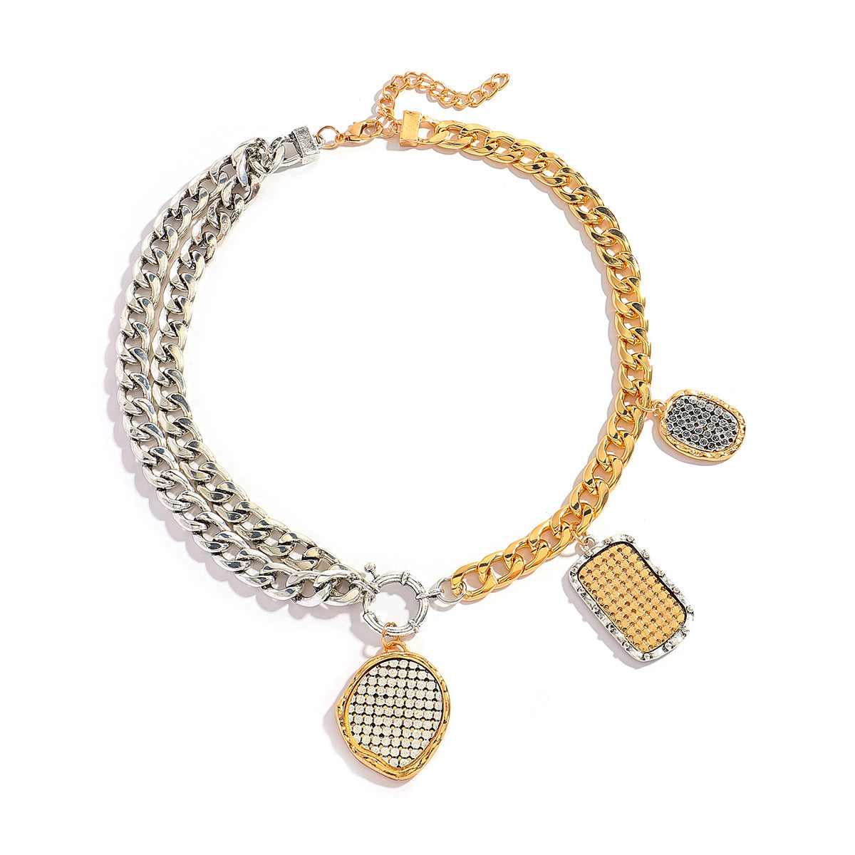 Statement κολιέ chain link με multi charms σε διχρωμία χρυσό και ασημί So Cute by Dimi