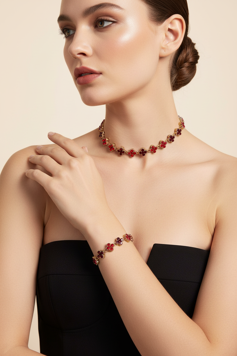 Crystal Cross Choker and Crystal Cross Bracelet – Κολιέ Τσόκερ και βραχιόλι με Σταυρούς Ζιργκόν - So Cute by Dimi