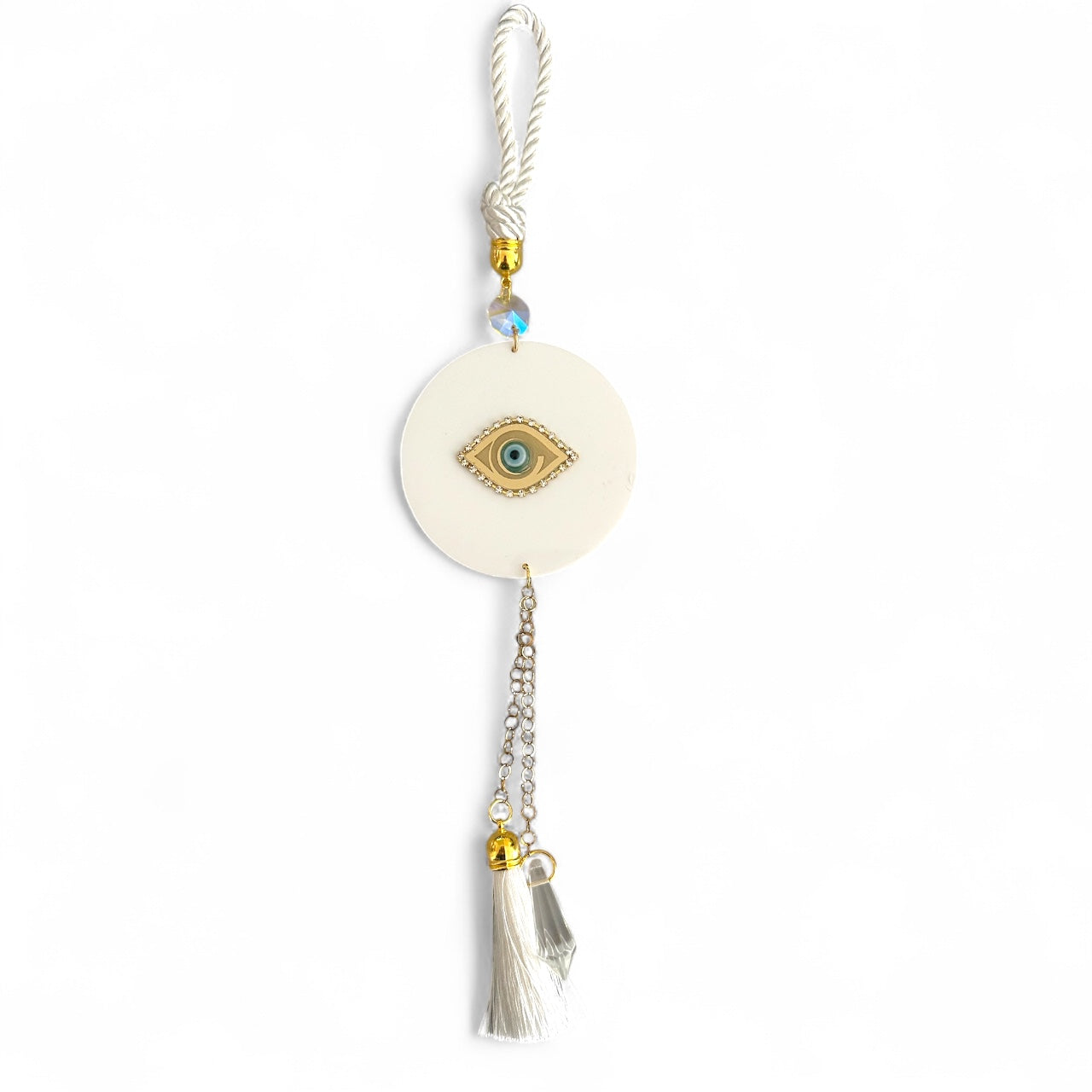 Γούρι Elegant Eye κρεμαστό με μάτι, στρας και κρύσταλλο σε στρογγυλή βάση plexiglass So Cute by Dimi