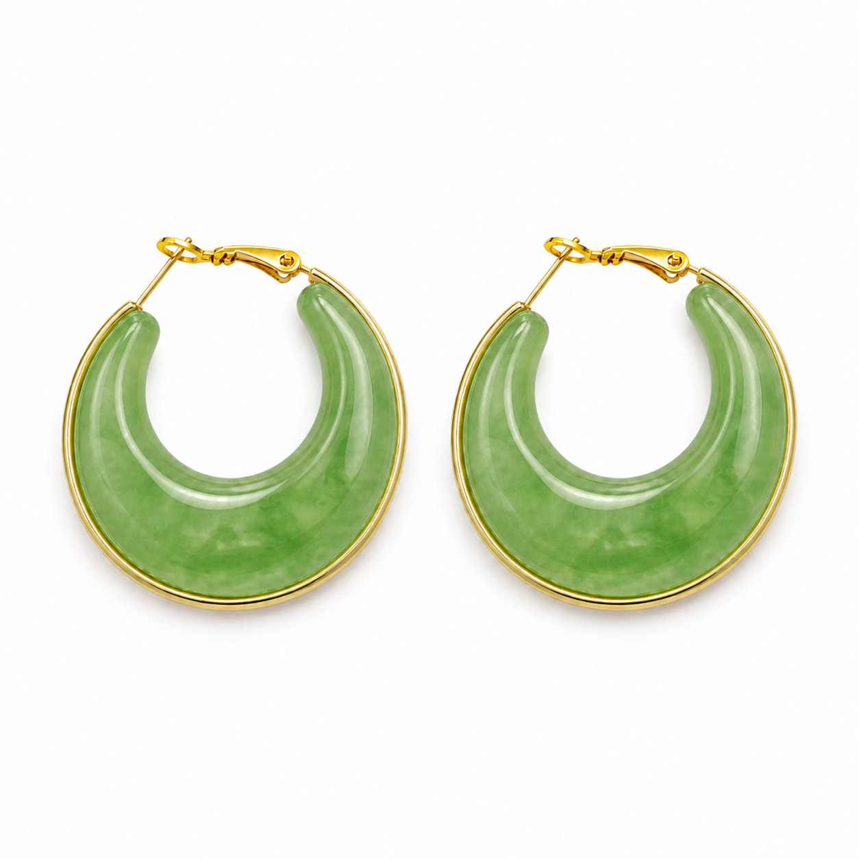 Aquarelle Resin Hoops σε Green από ρητίνη και ατσάλι σε λευκό φόντο