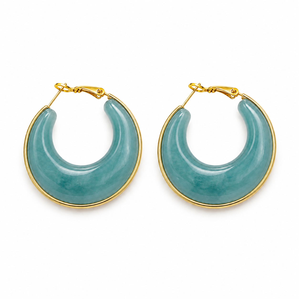 Aquarelle Resin Hoops σε Petrol από ρητίνη και ατσάλι σε λευκό φόντο