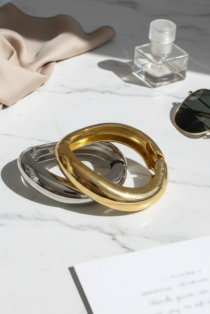 Bold curve copper bangle σε χρυσό και ασημί – So Cute by Dimi