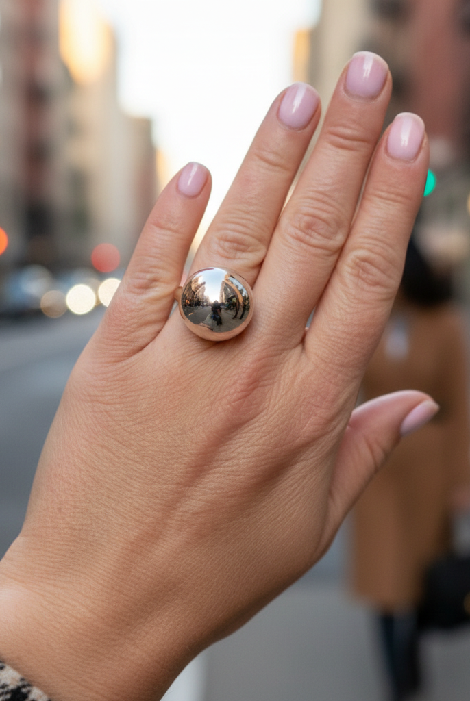Ball Ring Midi 20mm – Ατσάλινο ρυθμιζόμενο δαχτυλίδι με μεσαία μπίλια