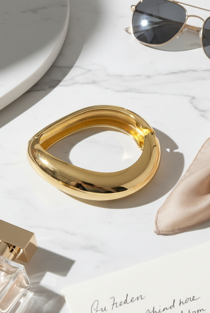 Bold curve copper bangle σε χρυσό – So Cute by Dimi