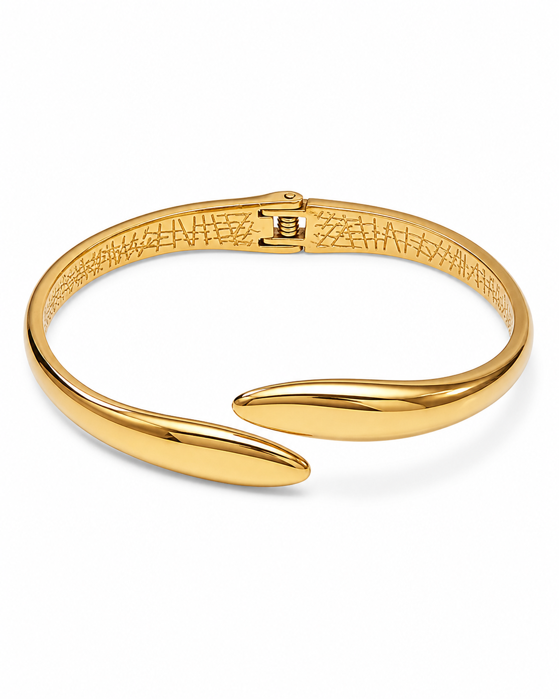 Flow Wrap Cuff Bracelet ατσάλινο χρυσό βραχιόλι σε λευκό φόντο με open cuff σχέδιο