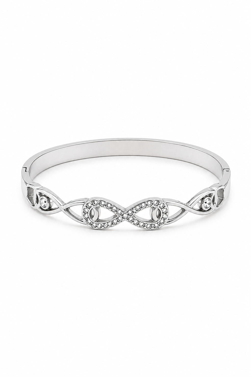 Ατσάλινο βραχιόλι Line Infinity Bracelet σε ασημί με σύμβολο infinity και πέτρες So Cute by Dimi