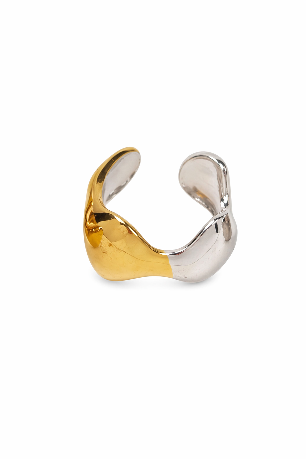 Ατσάλινο δαχτυλίδι Mira Tide Ring διχρωμία χρυσό και ασημί σε λευκό φόντο So Cute by Dimi