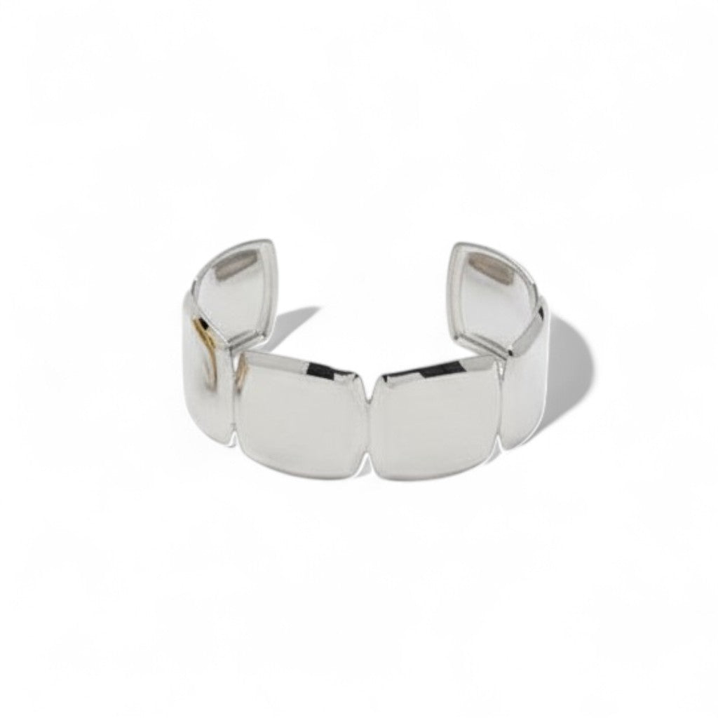 Ατσάλινο cuff βραχιόλι με γεωμετρικές πλάκες – Bold Mosaic Cuff