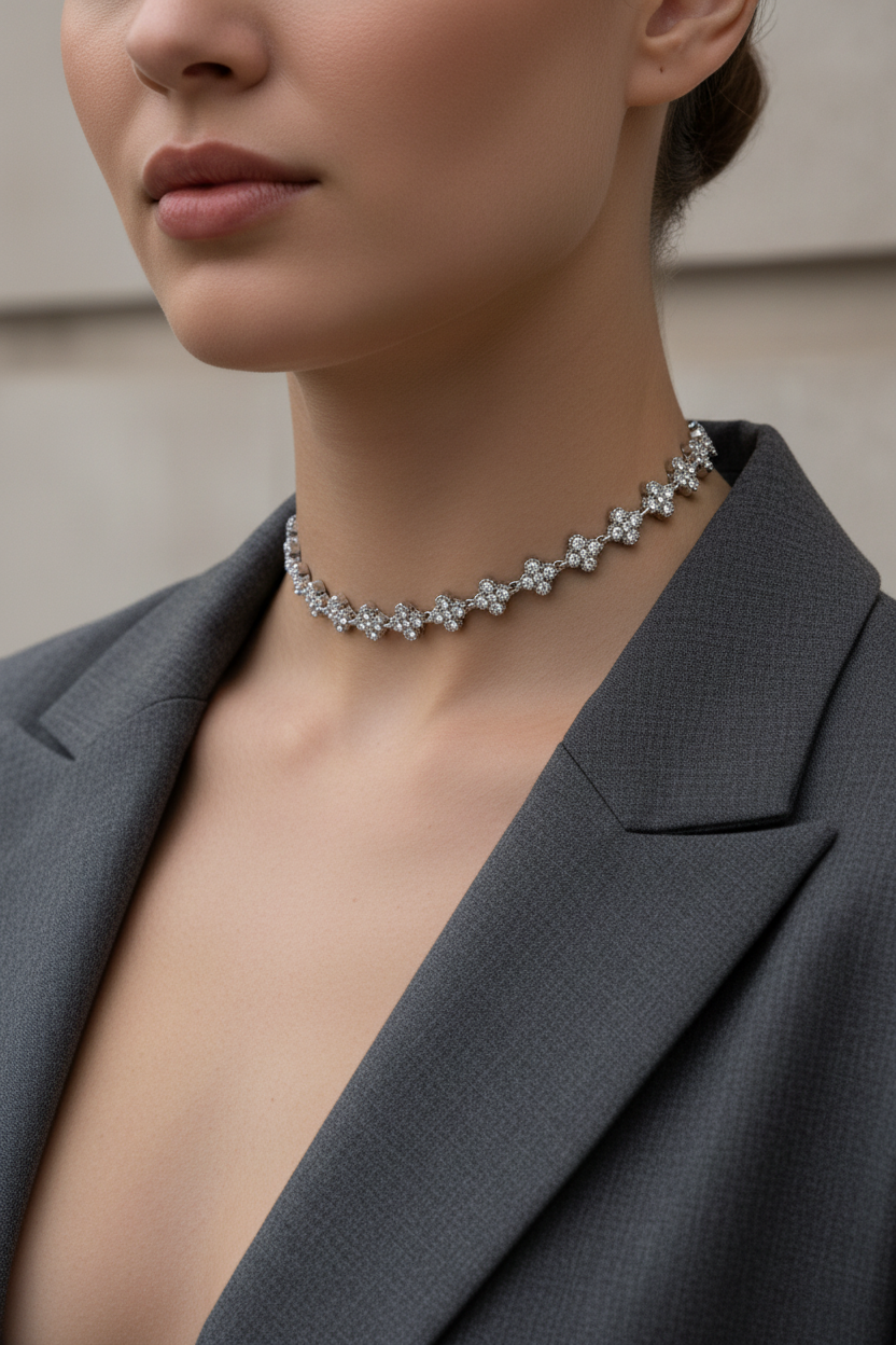 Crystal Cross Choker – Κολιέ Τσόκερ με Σταυρούς Ζιργκόν - So Cute by Dimi