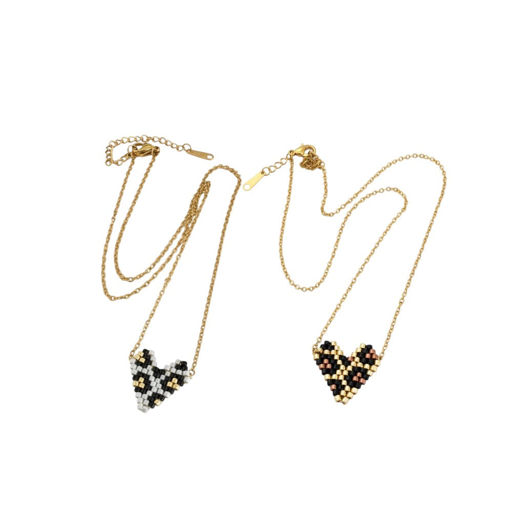 Wild Heart – Ατσάλινο κολιέ με καρδιά Miyuki σε animal print So Cute by Dimi.