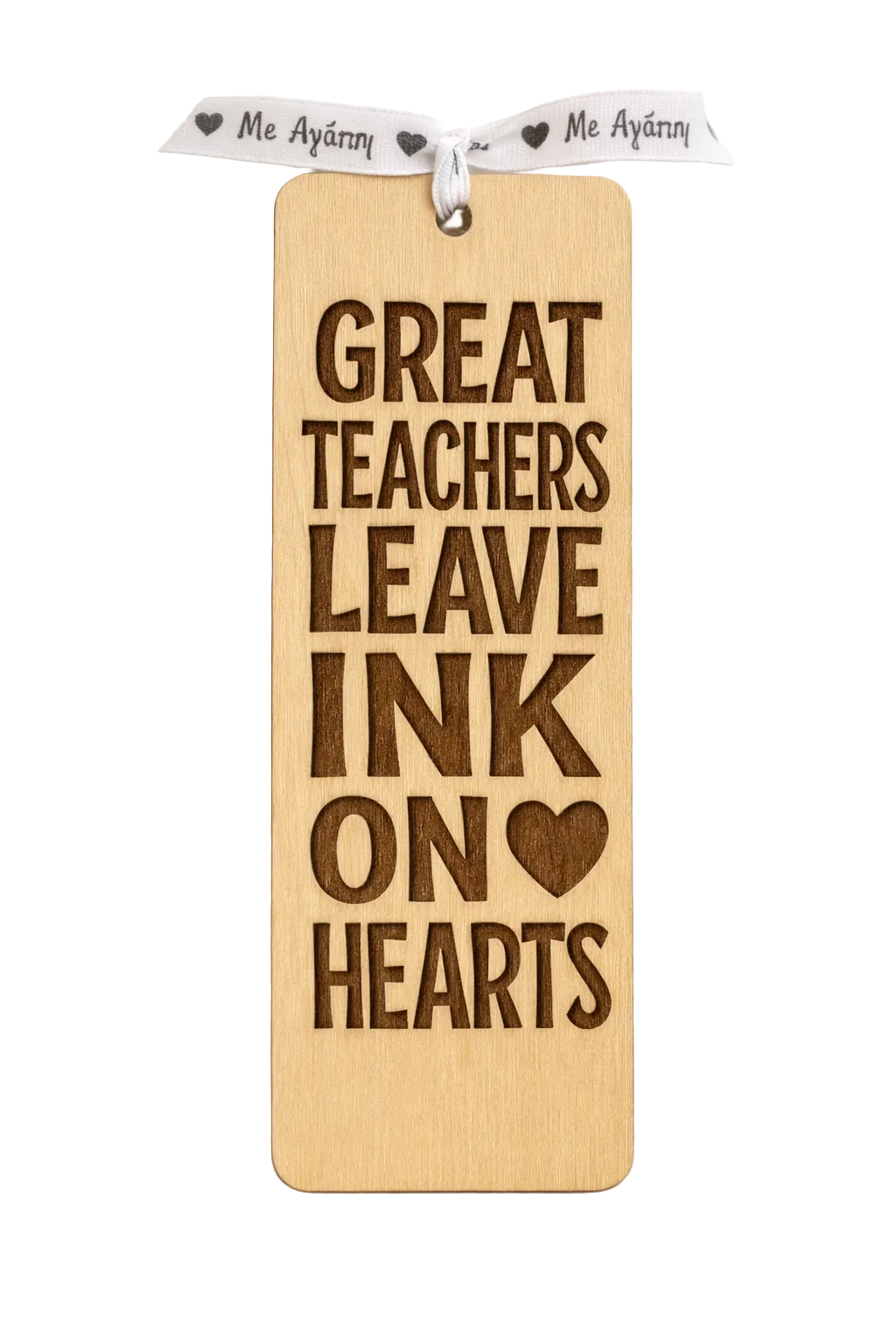ξυλινος σελιδοδεικτης great teachers leave ink on hearts με κορδελα