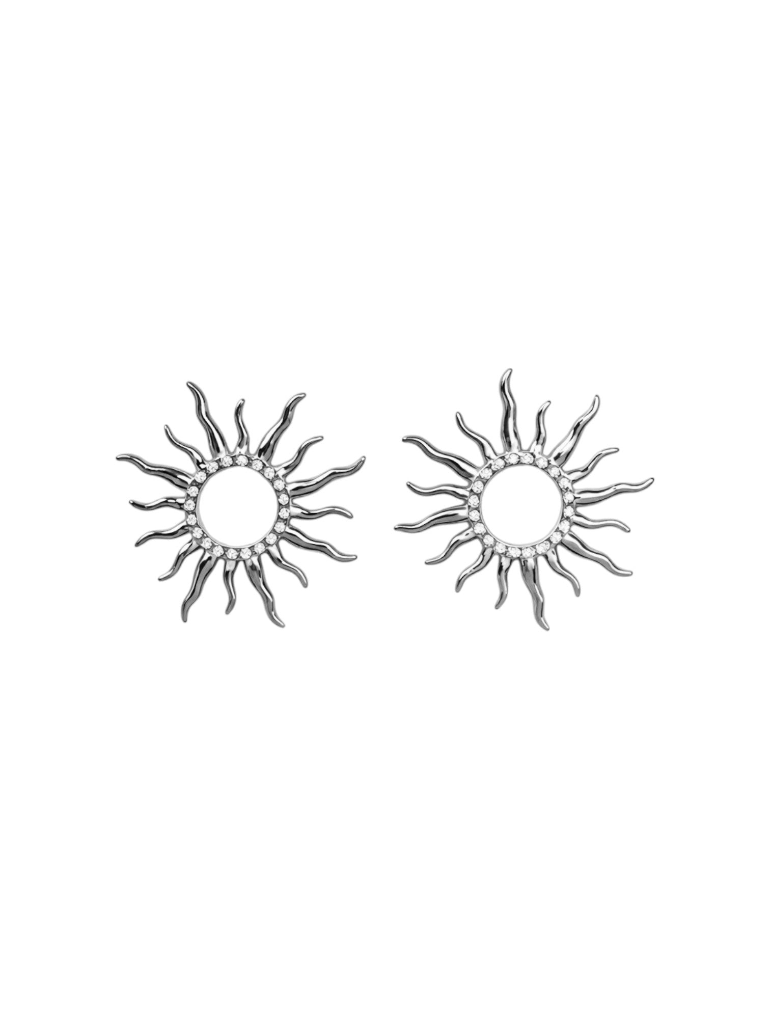 Σκουλαρίκια ηλιος ασημι με πετρες stainless steel καρφωτα γυναικεια, So Cute by Dimi