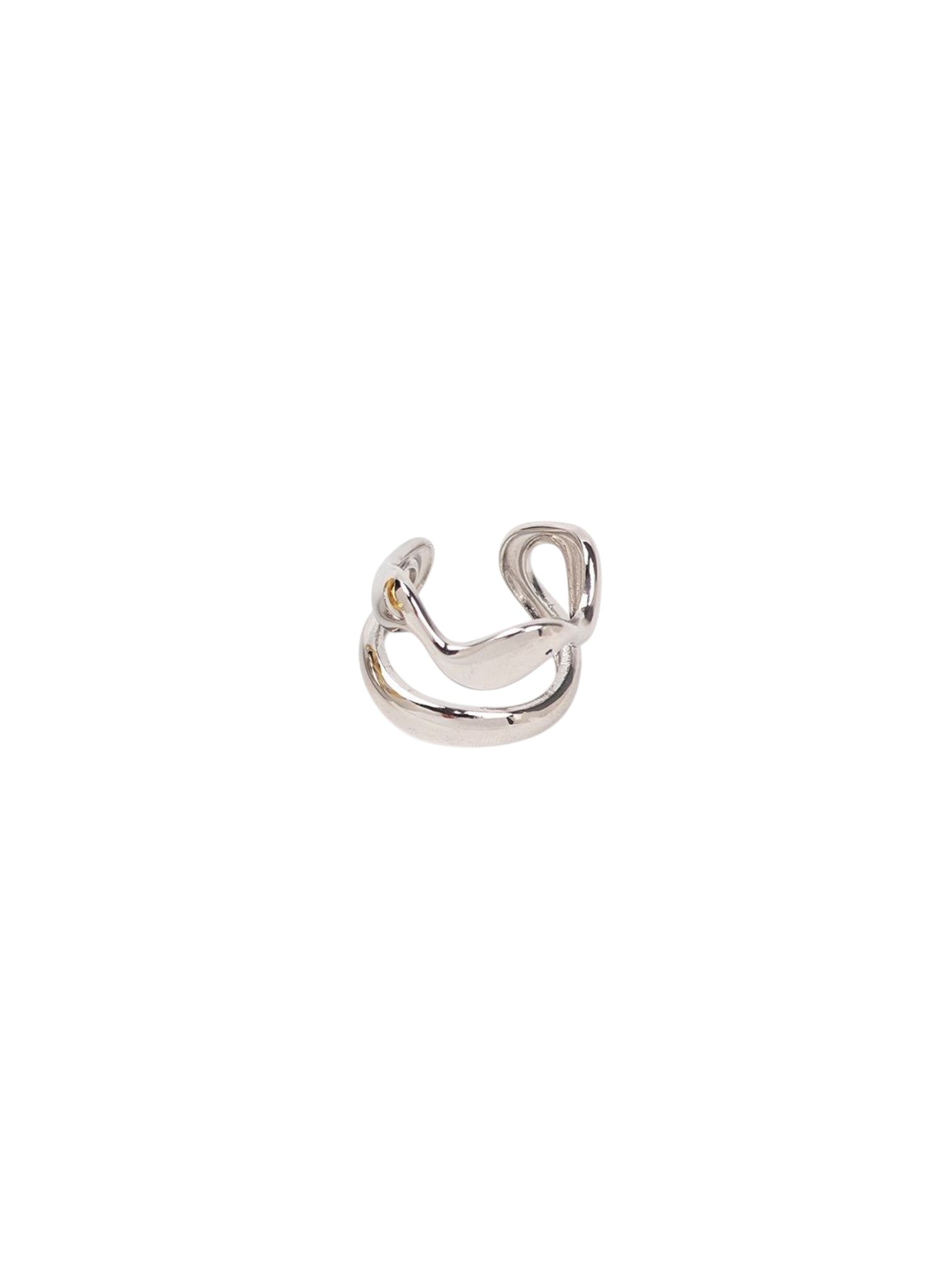Ασημί ατσάλινο δαχτυλίδι Velion Loop Ring με μοντέρνο καμπυλωτό design σε λευκό φόντο So Cute by Dimi