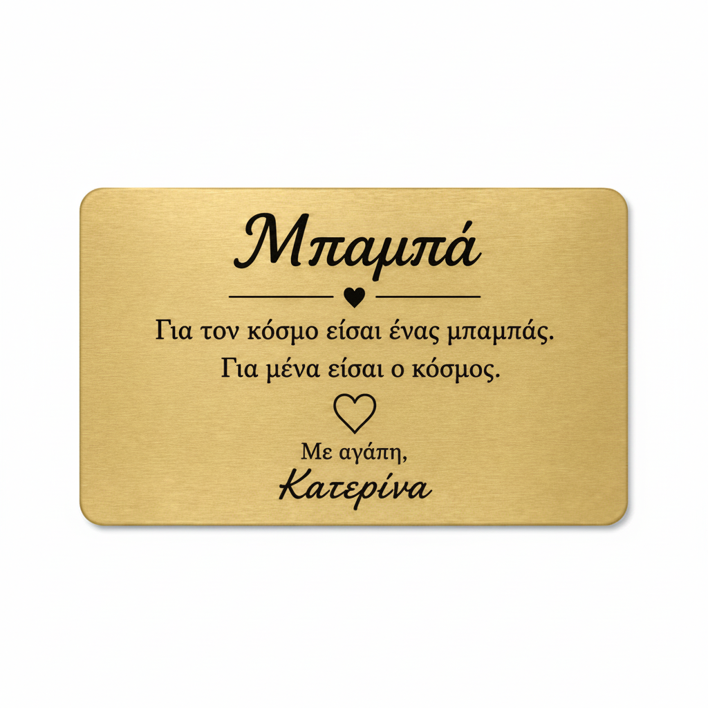 Προσωποποιημένη Wallet Card Μπαμπά από plexiglass με χάραξη και όνομα, συγκινητικό δώρο για μπαμπά από τη So Cute By Dimi.