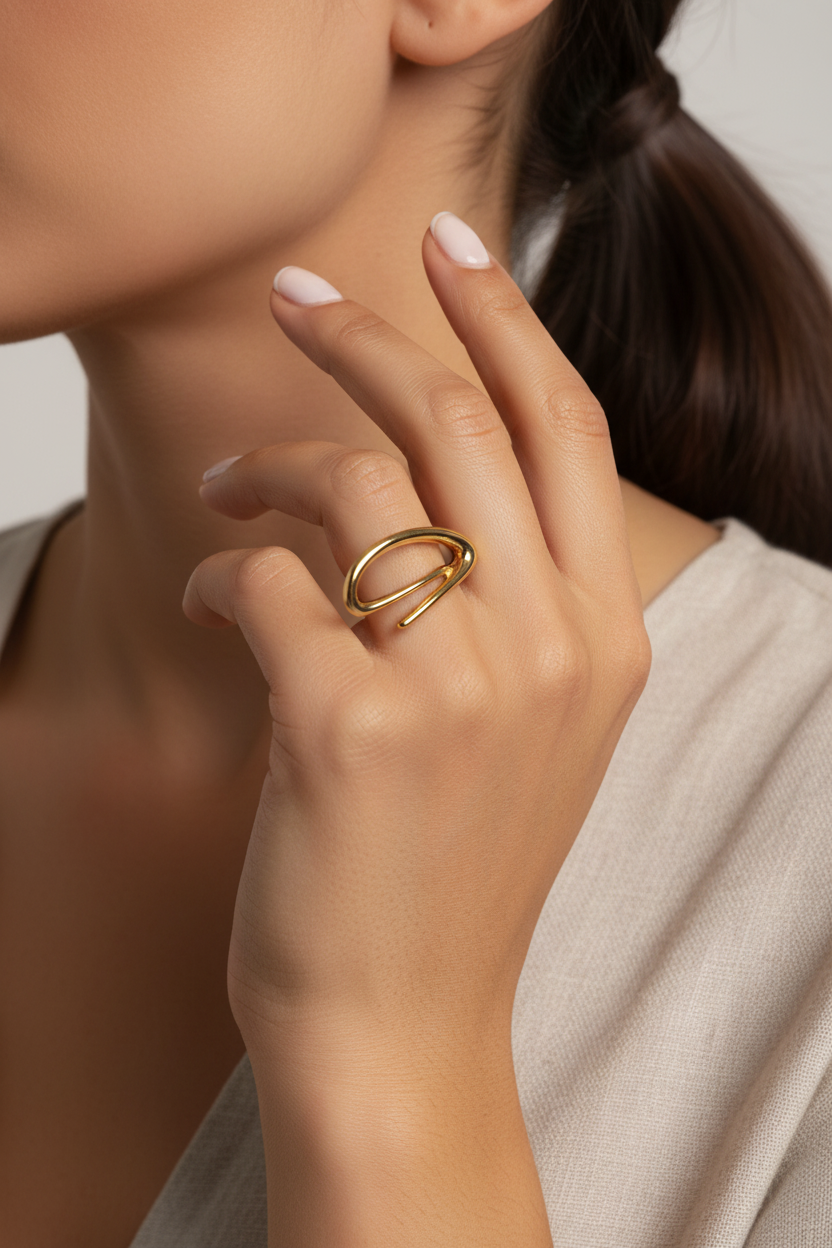 minimal δαχτυλίδι stainless steel χρυσό μοντέρνο open ring γυναικείο