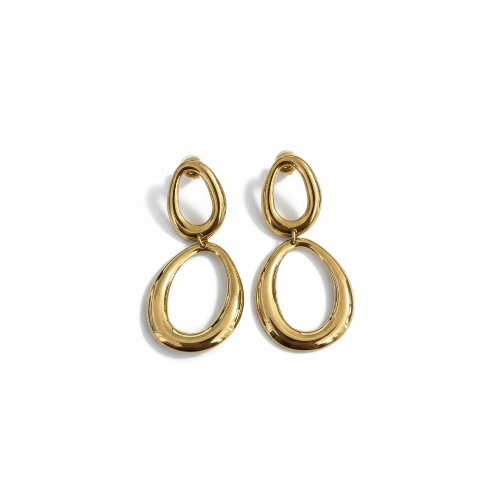 Slim Oval Drops ατσάλινα σκουλαρίκια 5,5 εκ λεπτό design So Cute by Dimi