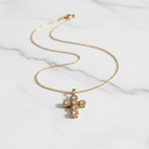 Luminous Cross ατσάλινο κολιέ με σταυρό ζιργκόν και στρας So Cute by Dimi
