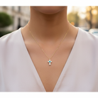 Lumi Eye Cross ατσάλινο κολιέ με σταυρό ζιργκόν και μπλε ματάκι So Cute by Dimi