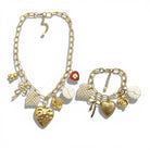 Charm Story ατσάλινο κολιέ & βραχιόλι με charms καρδιά πέρλες So Cute by Dimi