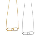 Linked Spark Necklace ατσάλινο κολιέ με δύο οβάλ κρίκους, ο ένας με ζιργκόν, σε χρυσό και ασημί So Cute by Dimi
