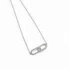 Linked Spark Necklace ατσάλινο κολιέ με δύο οβάλ κρίκους, ο ένας με ζιργκόν, σε  ασημί So Cute by Dimi