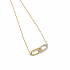 Linked Spark Necklace ατσάλινο κολιέ με δύο οβάλ κρίκους, ο ένας με ζιργκόν, σε χρυσό So Cute by Dimi