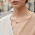 Linked Spark Necklace ατσάλινο κολιέ με δύο οβάλ κρίκους, ο ένας με ζιργκόν, σε ασημί So Cute by Dimi