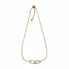 Linked Spark Necklace ατσάλινο κολιέ με δύο οβάλ κρίκους, ο ένας με ζιργκόν, σε χρυσό So Cute by Dimi