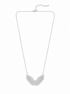 Vivienne Angel Wings Necklace ατσάλινο κολιέ με statement φτερά αγγέλου και λαμπερά ζιργκόν σε ασημί χρώμα,  σε λευκο φόντο, so cute by dimi