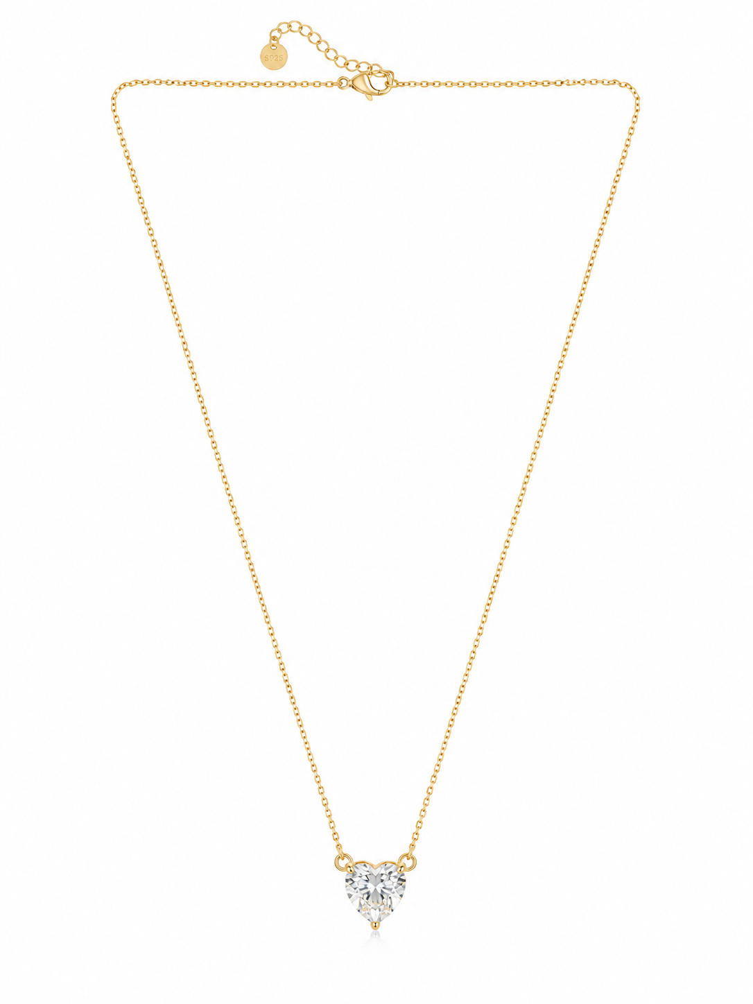 ELYSIA Heart Necklace ατσάλινο κολιέ με heart-cut ζιργκόν σε χρυσό χρώμα με minimal elegant αισθητική, σε λευκό φόντο, so cute by dimi